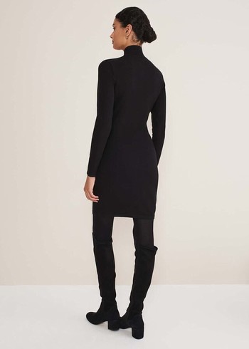 Phase Eight Arden Zip Detail Colourblock Tunic Dress Black/White Canada | SPXOJU-065